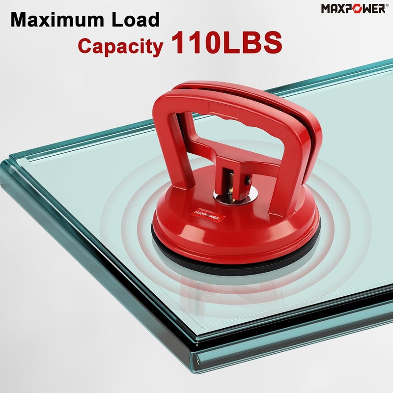 Max Power Glass Suction Cup, Aluminum Vacuum Suction Cup Lifter for Replace Windshield Tile Marble Floor, 110 Lbs Load Capacity, 4.7" Suction Pad - Image 4